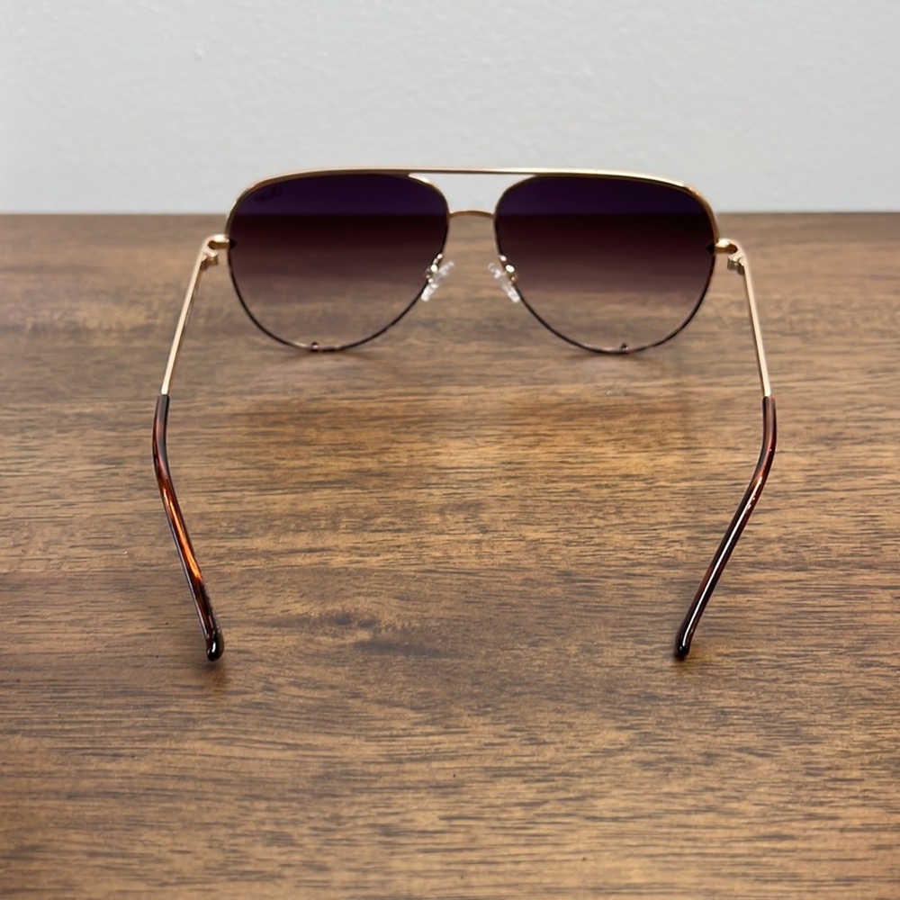QUAY High Key Two Tone 56mm Aviator Sunglasses Gold/Brown Maroon - Picture 9 of 11